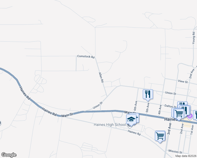 map of restaurants, bars, coffee shops, grocery stores, and more near 439-475 Allen Road in Haines