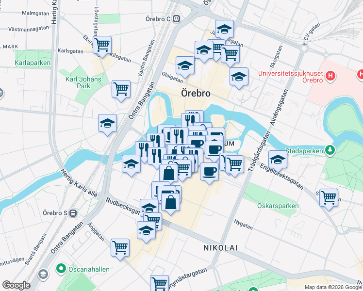 map of restaurants, bars, coffee shops, grocery stores, and more near in 