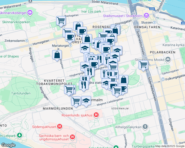 map of restaurants, bars, coffee shops, grocery stores, and more near in 