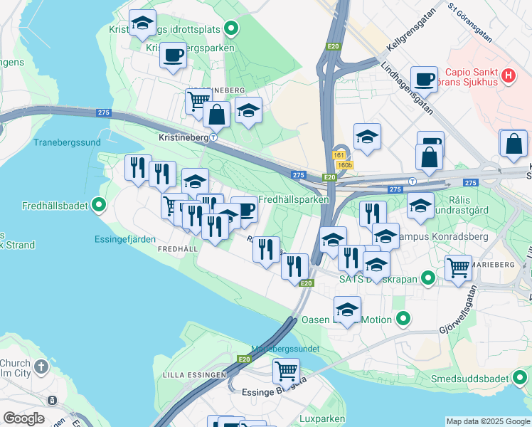 map of restaurants, bars, coffee shops, grocery stores, and more near in Stockholm