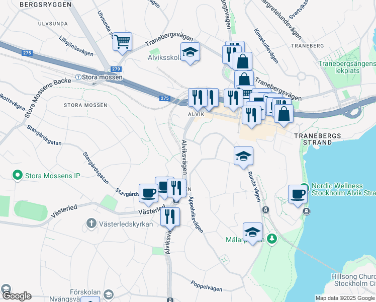 map of restaurants, bars, coffee shops, grocery stores, and more near  in 