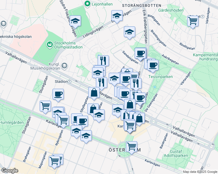 map of restaurants, bars, coffee shops, grocery stores, and more near in 