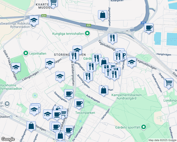 map of restaurants, bars, coffee shops, grocery stores, and more near in 