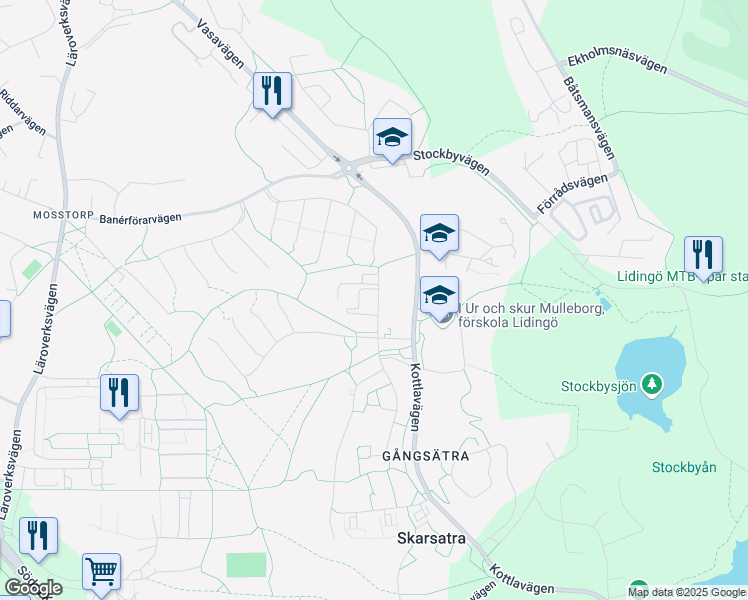 map of restaurants, bars, coffee shops, grocery stores, and more near in Lidingo