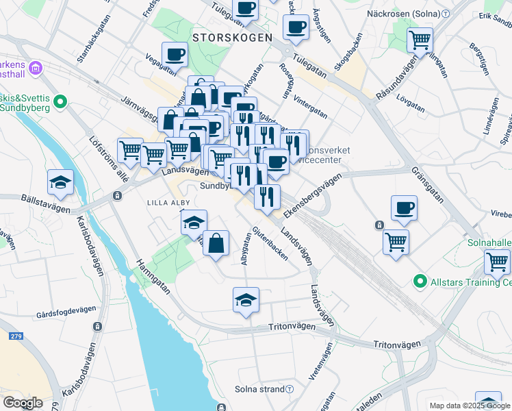map of restaurants, bars, coffee shops, grocery stores, and more near in 