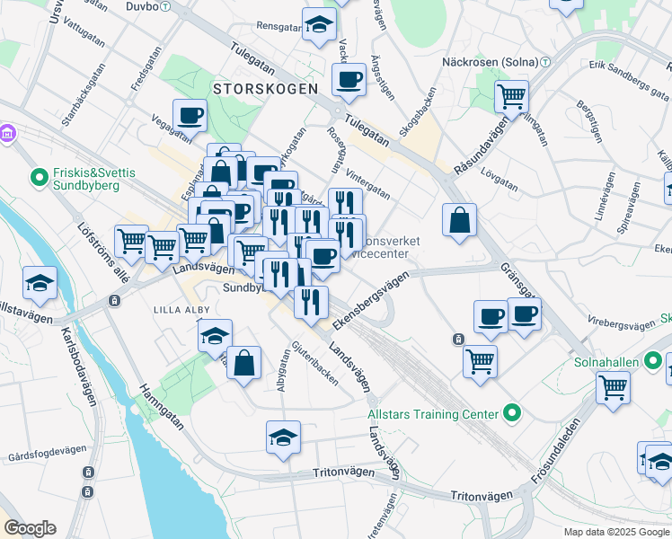 map of restaurants, bars, coffee shops, grocery stores, and more near in 