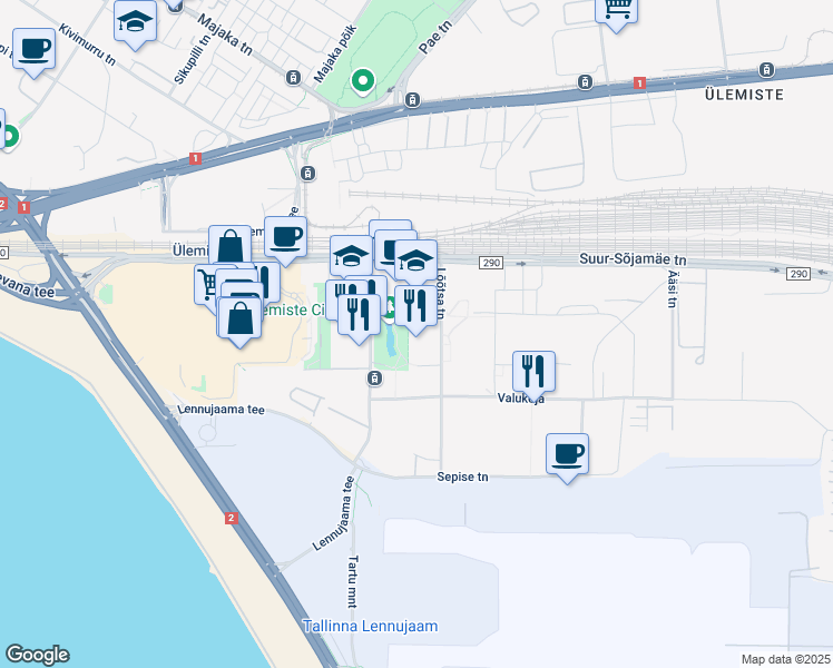 map of restaurants, bars, coffee shops, grocery stores, and more near 6 Lõõtsa in Tallinn