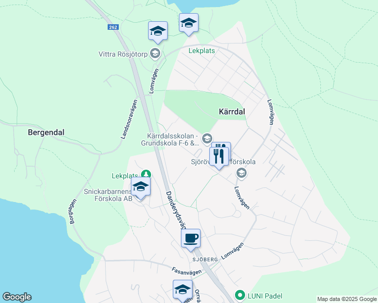 map of restaurants, bars, coffee shops, grocery stores, and more near 164 Lomvägen in Sollentuna