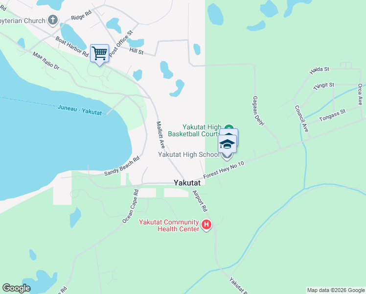map of restaurants, bars, coffee shops, grocery stores, and more near in Yakutat