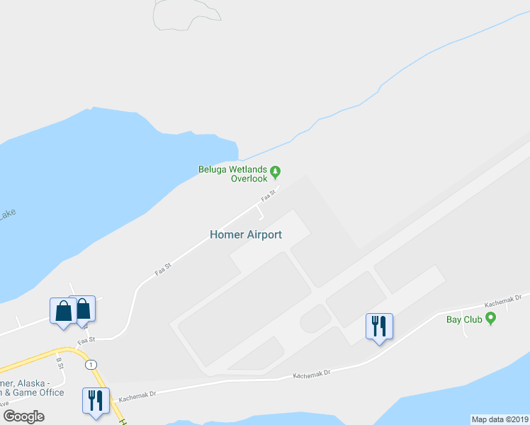 map of restaurants, bars, coffee shops, grocery stores, and more near 3758 F A A Road in Homer
