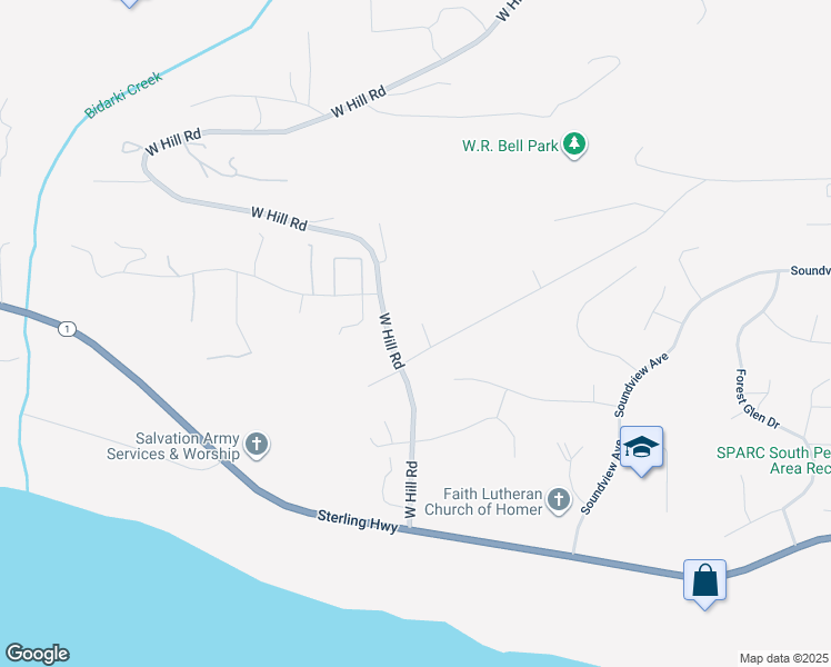 map of restaurants, bars, coffee shops, grocery stores, and more near 1200 Eric Lane in Homer