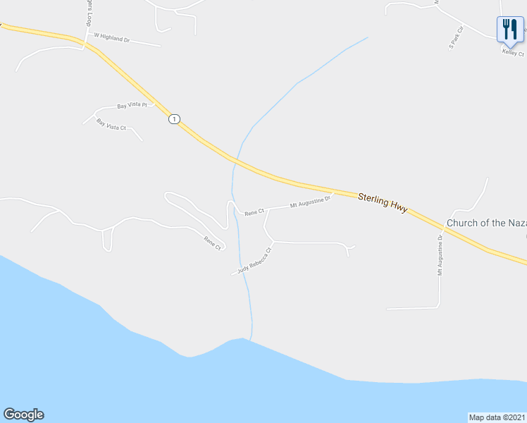 map of restaurants, bars, coffee shops, grocery stores, and more near 2506 Rene Court in Homer