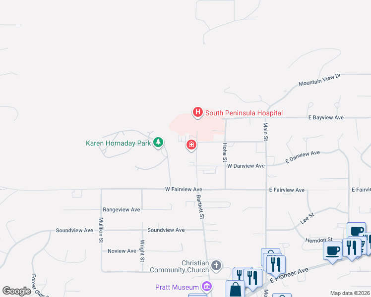 map of restaurants, bars, coffee shops, grocery stores, and more near 348 West Cityview Avenue in Homer