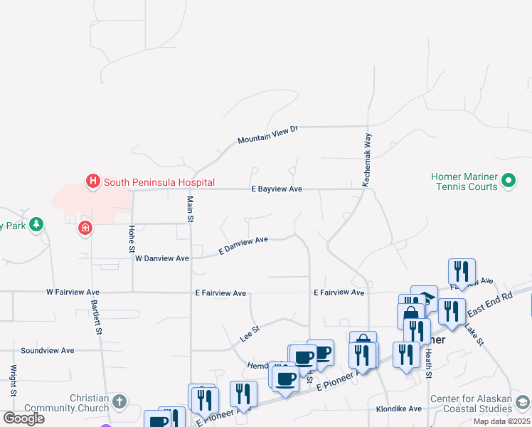 map of restaurants, bars, coffee shops, grocery stores, and more near 4206 Gavin Court in Homer