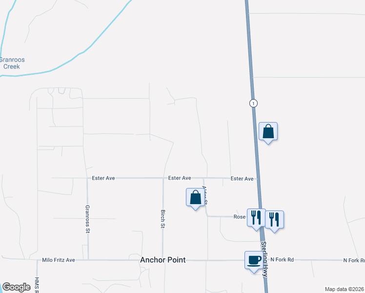 map of restaurants, bars, coffee shops, grocery stores, and more near 33683 Birch St in Anchor Point
