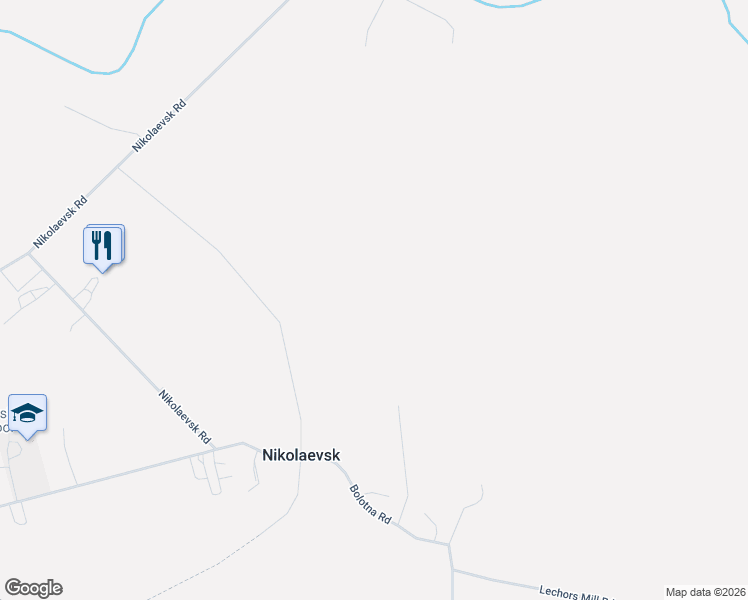 map of restaurants, bars, coffee shops, grocery stores, and more near 65131 Nikolaevsk Road in Nikolaevsk