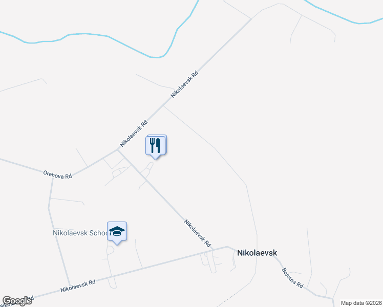 map of restaurants, bars, coffee shops, grocery stores, and more near 64973 Nikolaevsk Road in Nikolaevsk