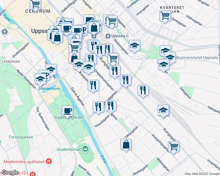 map of restaurants, bars, coffee shops, grocery stores, and more near in 