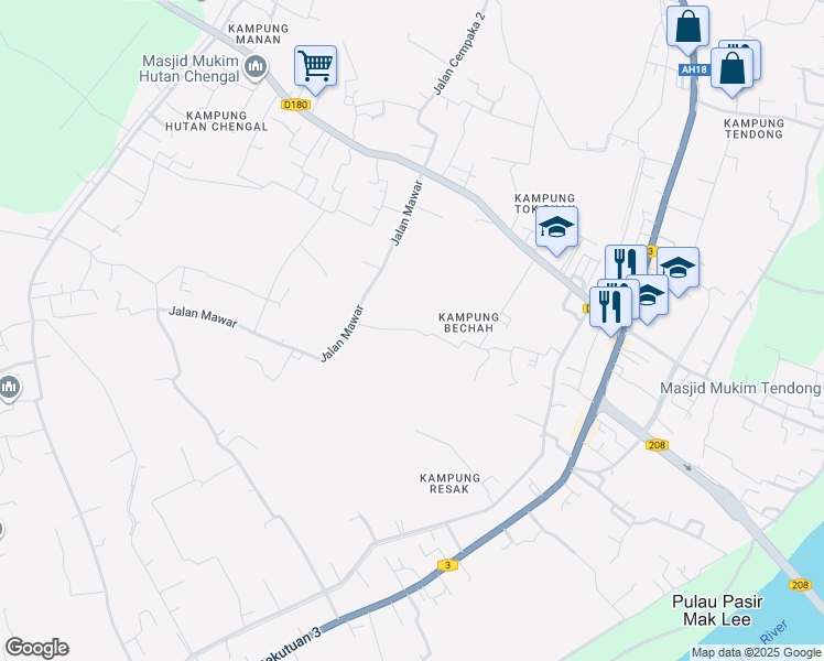 map of restaurants, bars, coffee shops, grocery stores, and more near in Pasir Mas
