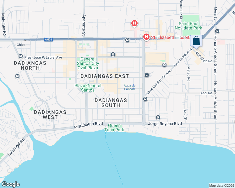 map of restaurants, bars, coffee shops, grocery stores, and more near Nuestra Señora Dela Paz Street in General Santos City