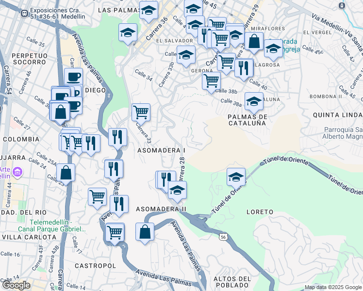 map of restaurants, bars, coffee shops, grocery stores, and more near #49-17 Carrera 28 in Medellín