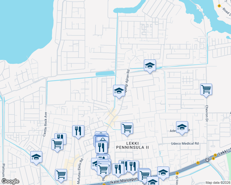 map of restaurants, bars, coffee shops, grocery stores, and more near 7 Olufemi Olatunji Street in Lagos