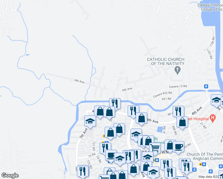 map of restaurants, bars, coffee shops, grocery stores, and more near 6th Avenue in Lagos