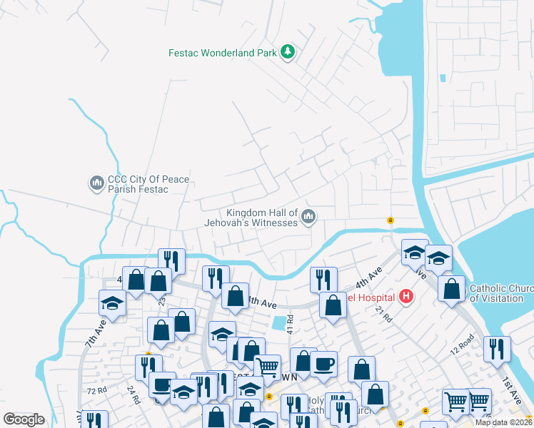 map of restaurants, bars, coffee shops, grocery stores, and more near 6th Avenue in Lagos
