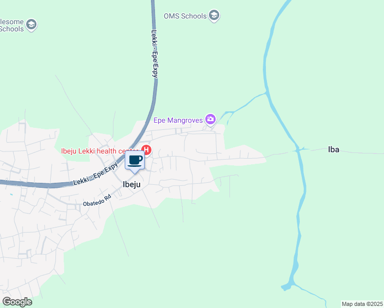 map of restaurants, bars, coffee shops, grocery stores, and more near Epe Street in Sagamu