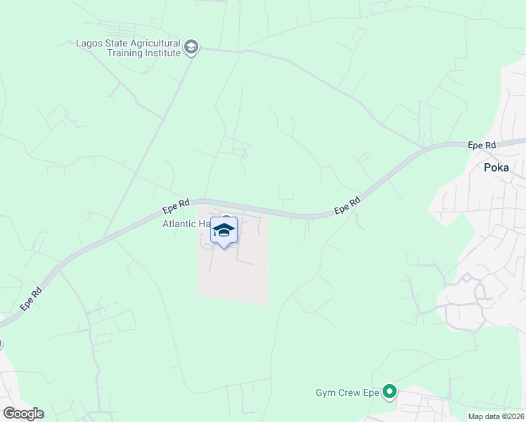 map of restaurants, bars, coffee shops, grocery stores, and more near Epe Road in Epe