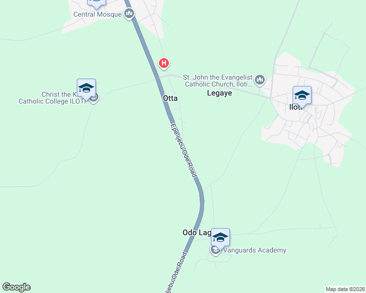 map of restaurants, bars, coffee shops, grocery stores, and more near Epe Ijebu Ode Road in Odo Lewu