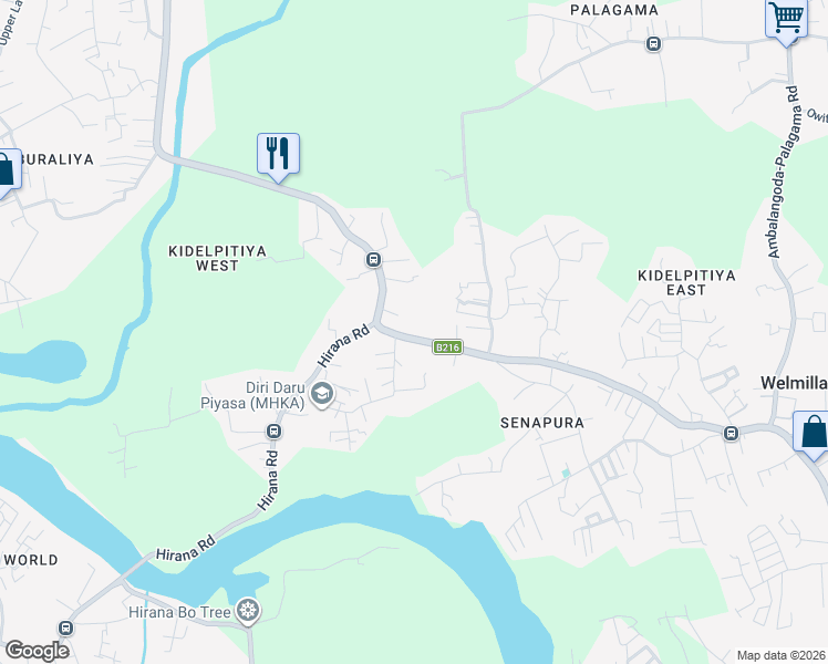 map of restaurants, bars, coffee shops, grocery stores, and more near 147 Madapatha Road in Piliyandala