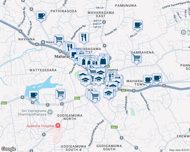 map of restaurants, bars, coffee shops, grocery stores, and more near B335 in Maharagama