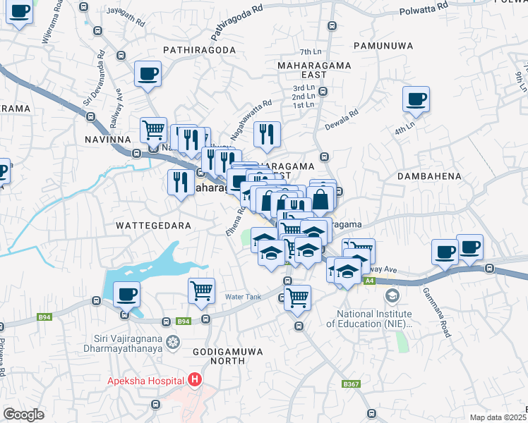map of restaurants, bars, coffee shops, grocery stores, and more near B335 in Maharagama