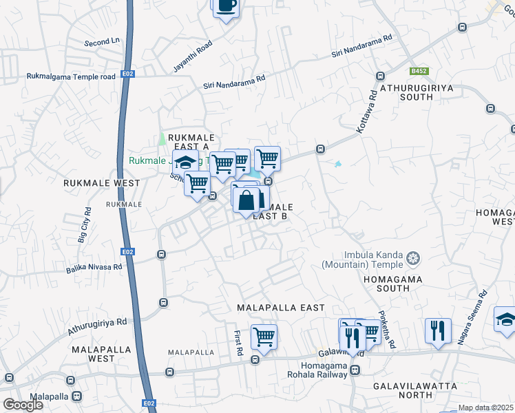 map of restaurants, bars, coffee shops, grocery stores, and more near Kottawa Road in Pannipitiya