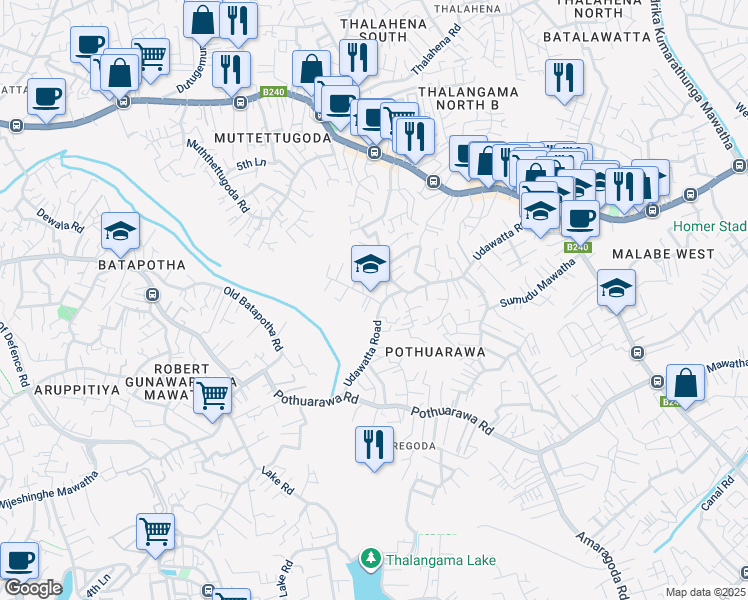 map of restaurants, bars, coffee shops, grocery stores, and more near Mahawatta Road in Colombo