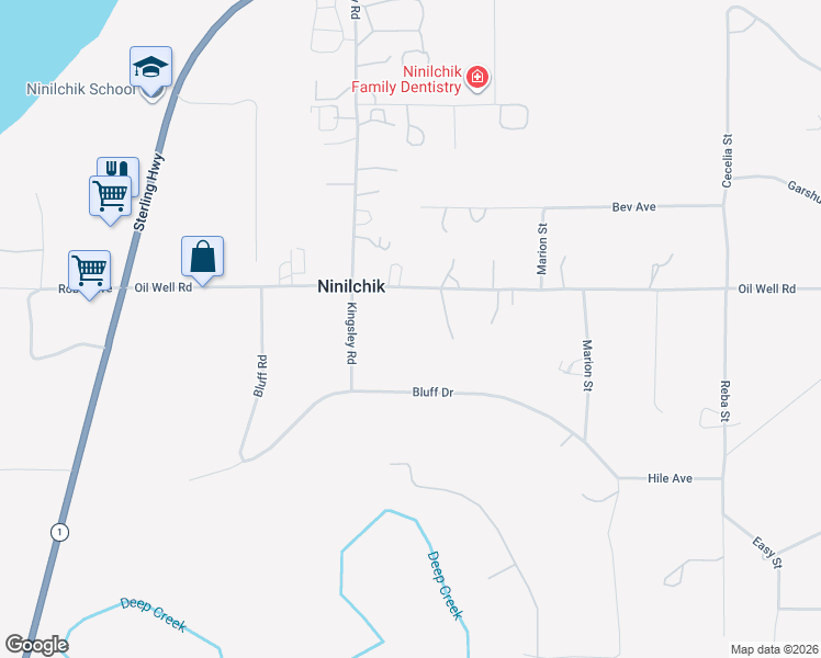 map of restaurants, bars, coffee shops, grocery stores, and more near 66201-66399 Ninilchik Road in Ninilchik