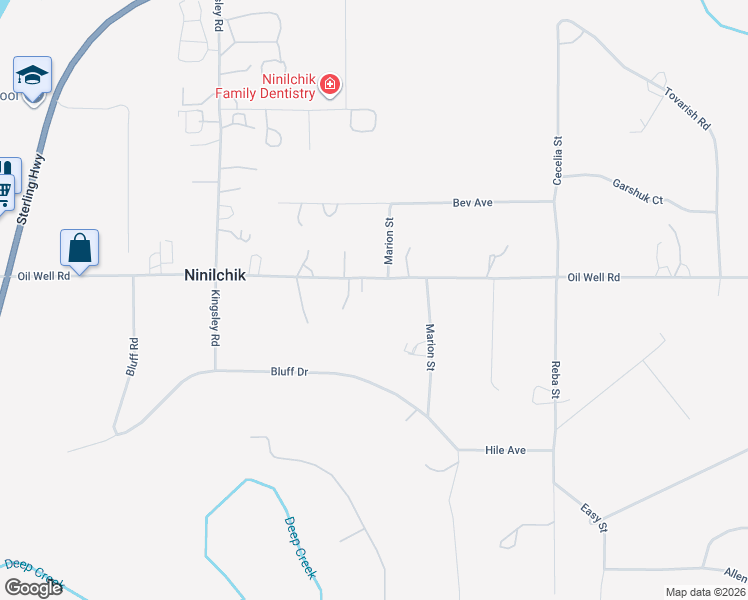 map of restaurants, bars, coffee shops, grocery stores, and more near 66201 Ninilchik Road in Ninilchik