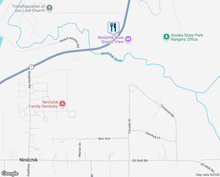 map of restaurants, bars, coffee shops, grocery stores, and more near 15680 Hylen Street in Ninilchik