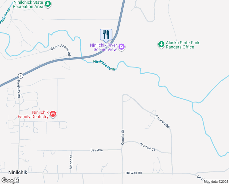 map of restaurants, bars, coffee shops, grocery stores, and more near 15666 Cecelia Street in Ninilchik