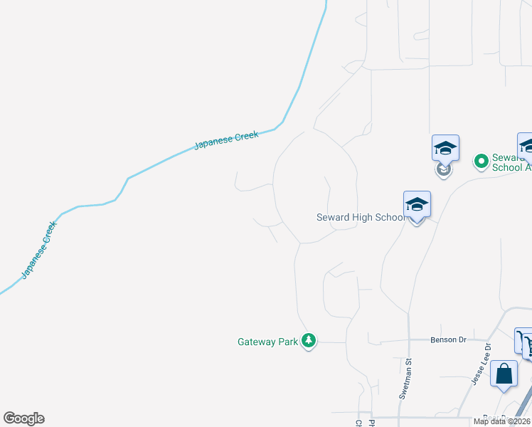 map of restaurants, bars, coffee shops, grocery stores, and more near 2103 Olympia Road in Seward