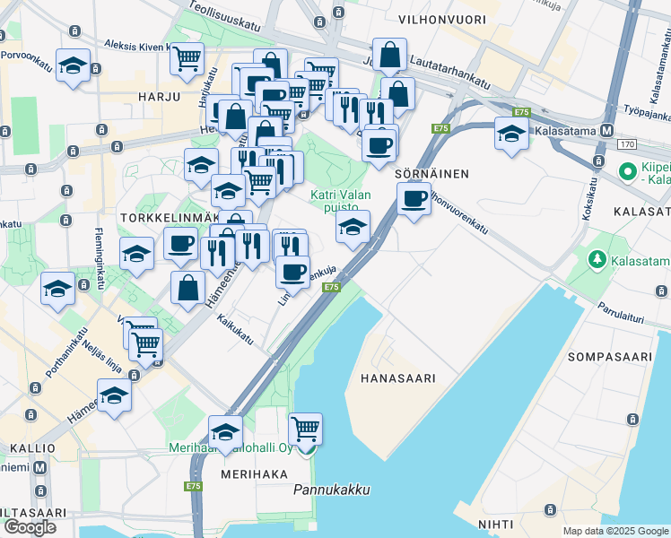map of restaurants, bars, coffee shops, grocery stores, and more near in 