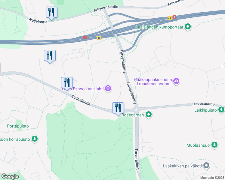 map of restaurants, bars, coffee shops, grocery stores, and more near in Espoo