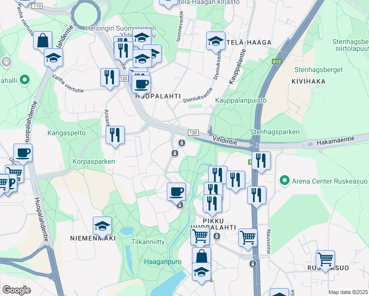 map of restaurants, bars, coffee shops, grocery stores, and more near in Helsingfors