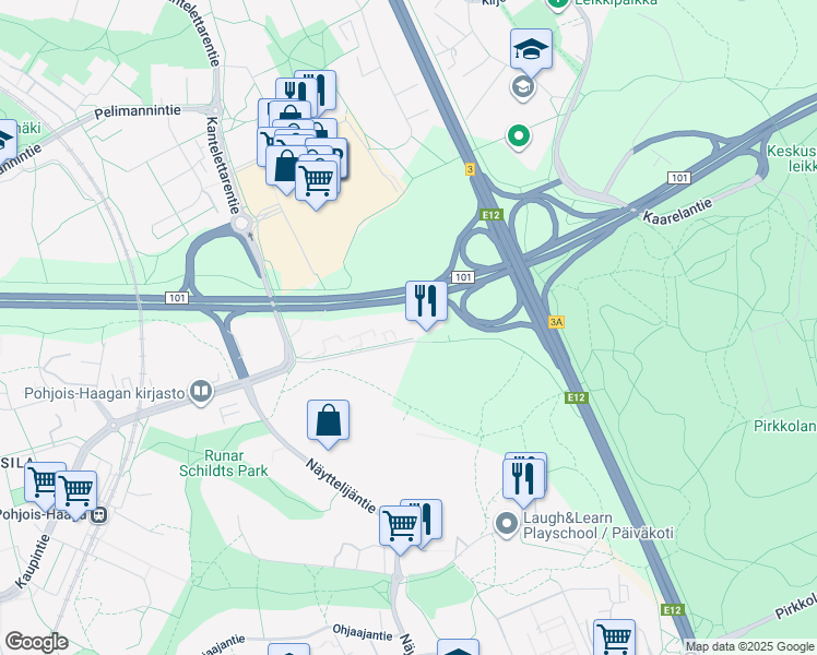 map of restaurants, bars, coffee shops, grocery stores, and more near in Helsinki