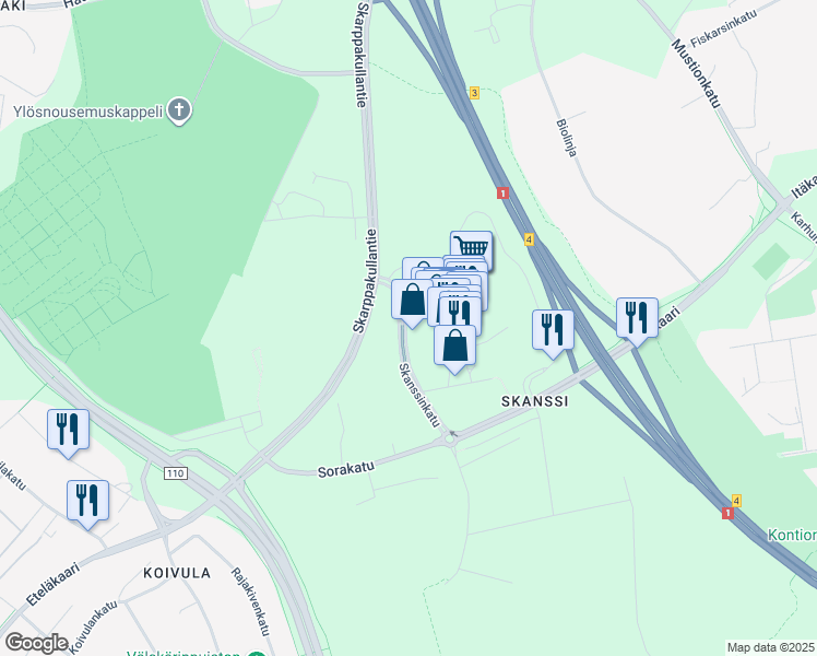 map of restaurants, bars, coffee shops, grocery stores, and more near in 