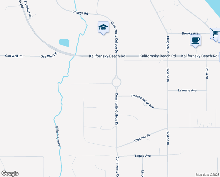 map of restaurants, bars, coffee shops, grocery stores, and more near 47227 Damon Avenue in Soldotna