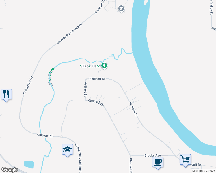 map of restaurants, bars, coffee shops, grocery stores, and more near 320 Artifact Street in Soldotna