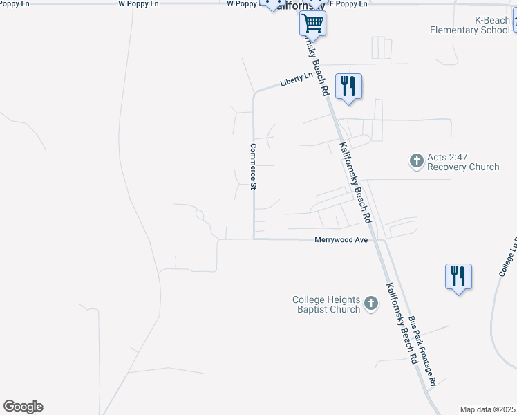 map of restaurants, bars, coffee shops, grocery stores, and more near 47498 Merrywood Avenue in Soldotna
