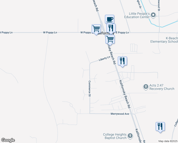 map of restaurants, bars, coffee shops, grocery stores, and more near 34725 Brumlow Place in Soldotna